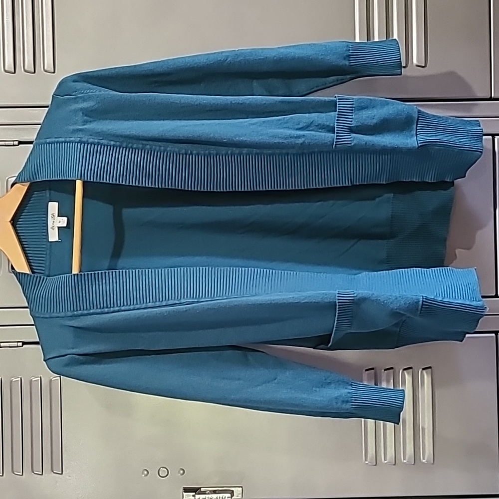 Active USA Turquoise 3/4 Sleeve Cartigan Sweater Size Medium